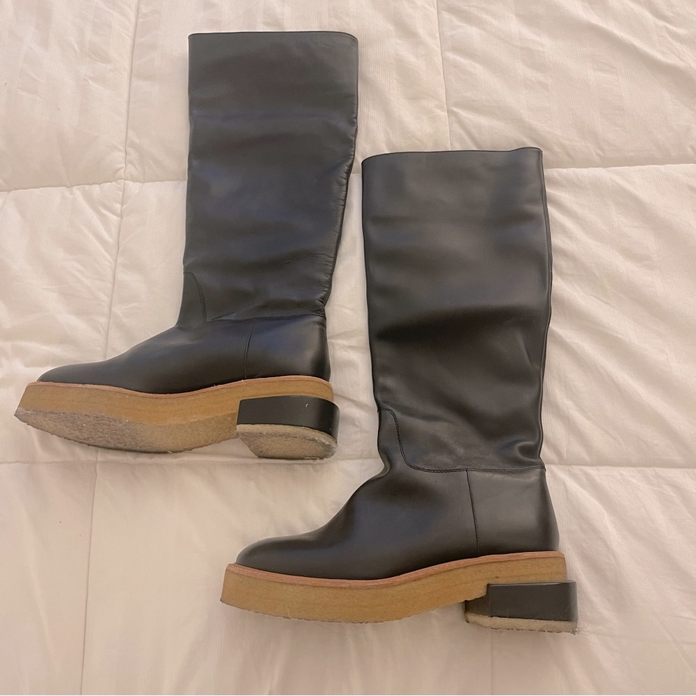 Frame Le Canon Woman’s Knee High Black Leather Boot size 39.
